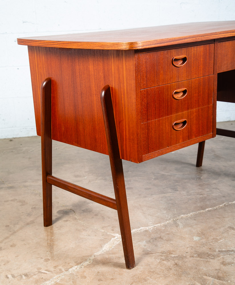 Mid Century Danish Modern Desk Floating 4 Drawer Locking Teak Bookshelf Compact - Image 9