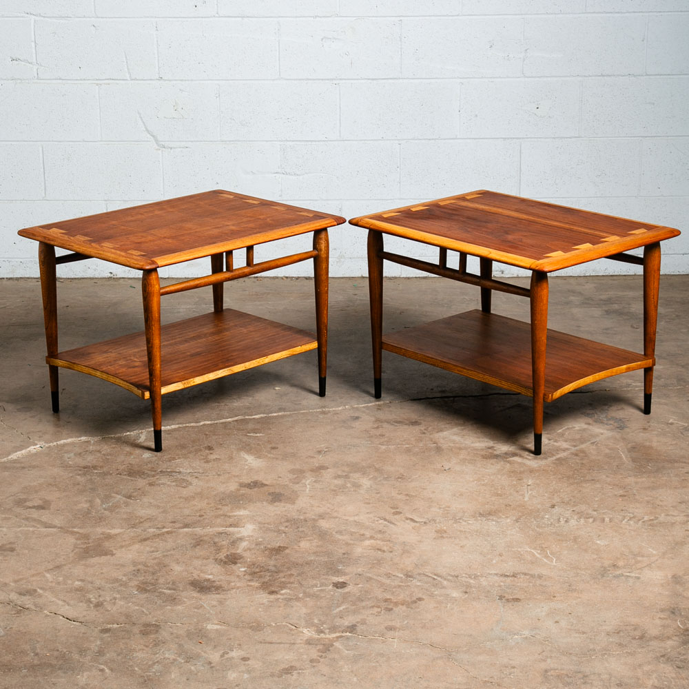 Mid Century Modern End Tables Side Nightstand Pair Lane Acclaim Rectangular NM - Image 7