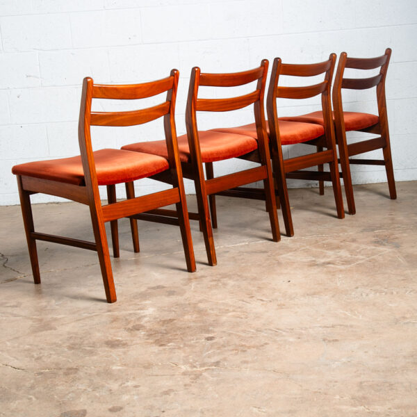 Mid Century Danish Modern Dining Chairs Set 4 Solid Teak Orange Dark Denmark Mcm - Image 2