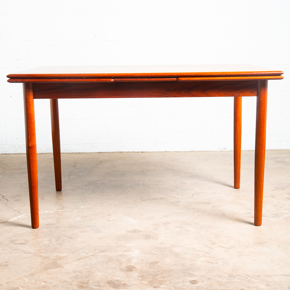 Mid Century Danish Modern Dining Table Teak Extension 2 Draw Leaf Denmark Mcm - Image 5