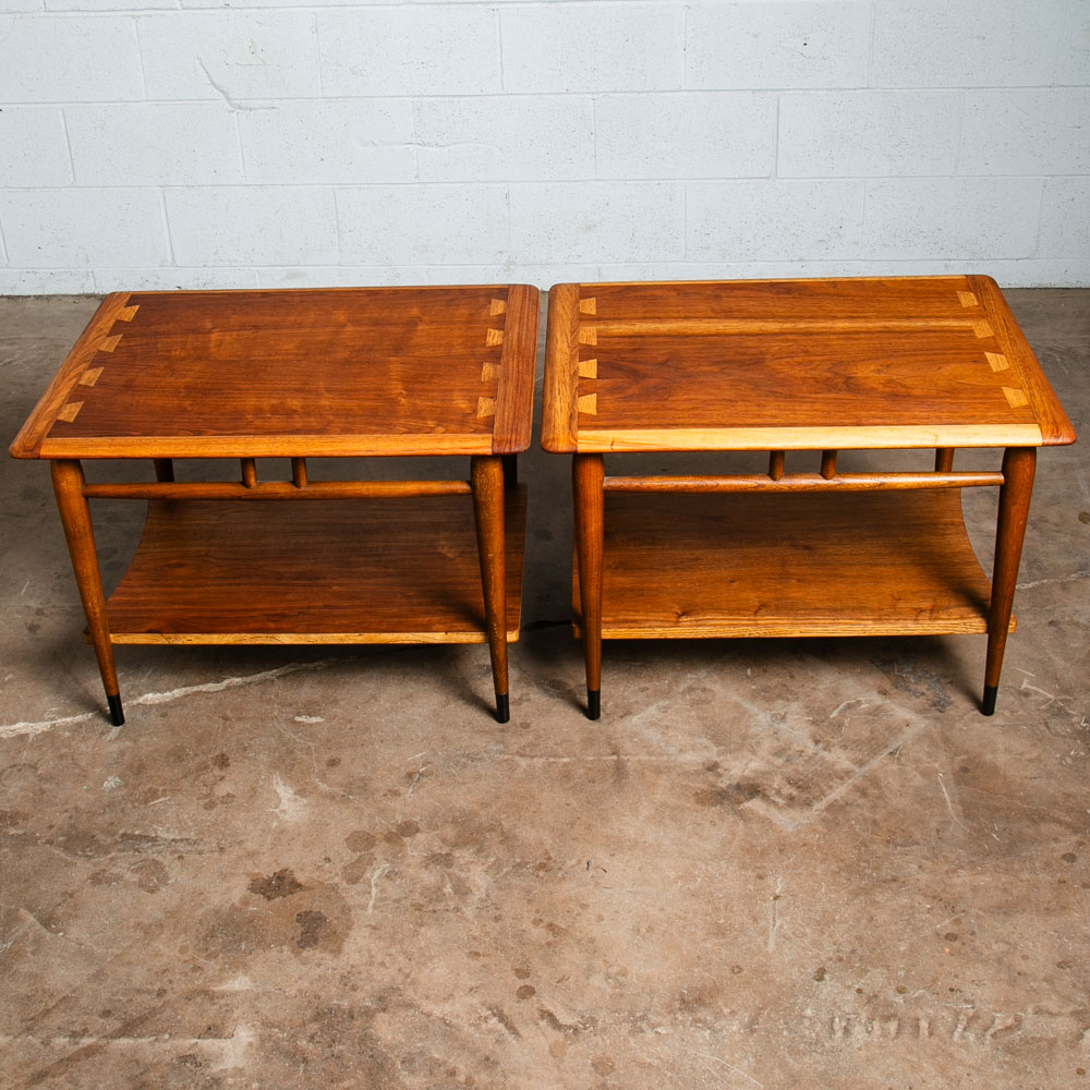 Mid Century Modern End Tables Side Nightstand Pair Lane Acclaim Rectangular NM - Image 3