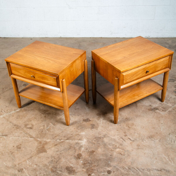 Mid Century Modern Nightstands End Side Tables LA period Furniture Blonde Drawer - Image 5