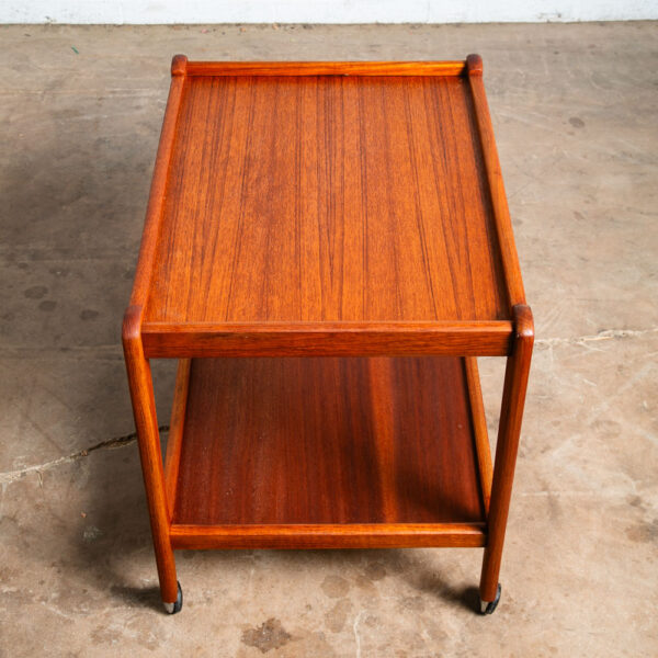 Mid Century Danish Modern Serving Cart Trolley Teak Wood Rolling Bar Vintage Mcm - Image 2