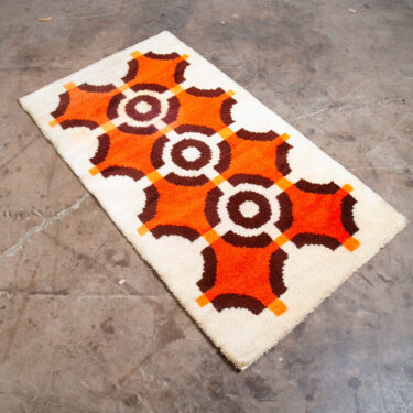 Mid Century Modern Shag Rug Ege Abstract Orange Brown Area Runner Geometrical
