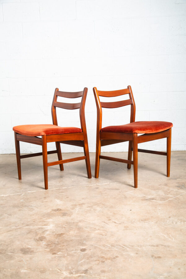 Mid Century Danish Modern Dining Chairs Set 4 Solid Teak Orange Dark Denmark Mcm - Image 3
