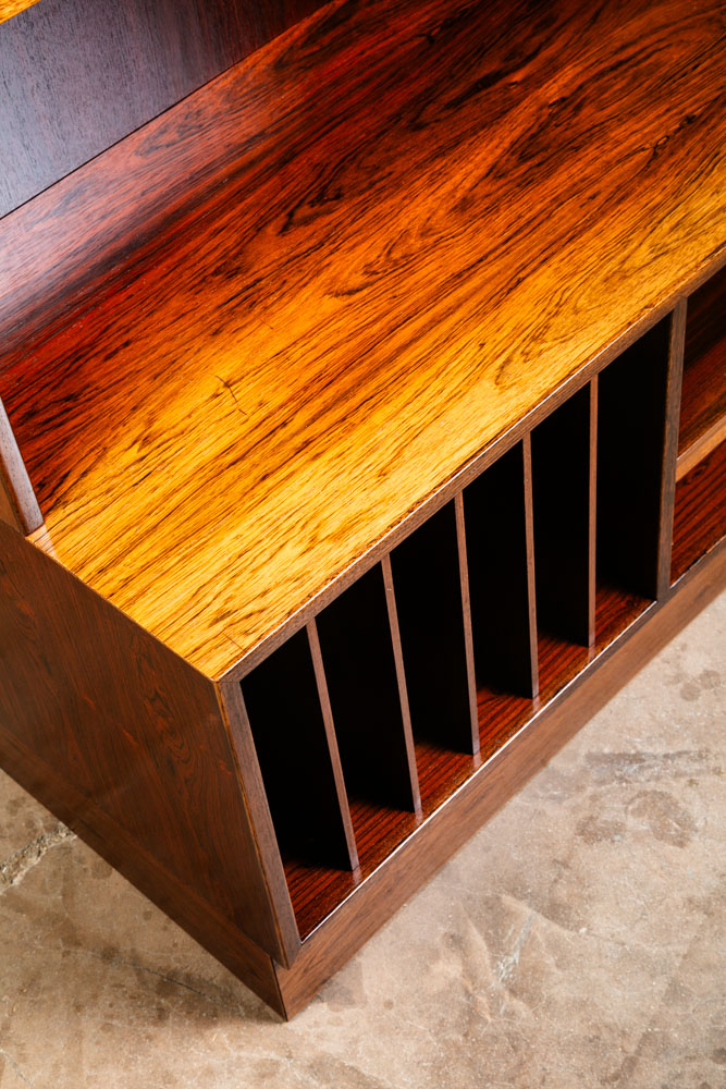 Mid Century Danish Modern Cabinet Bookcase Record Rosewood Omann Jun Hifi Vinyl - Image 9