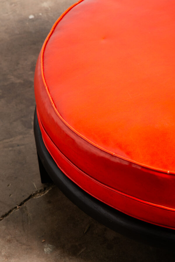 Mid Century Modern Ottoman Large Stool Round Red Black Circular Vintage Foot LG - Image 7