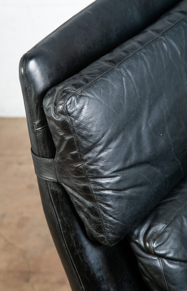 Mid Century Danish Modern Lounge Chair Georg Thams Black Leather Denmark Swivel - Image 10