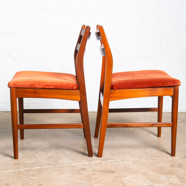 Mid Century Danish Modern Dining Chairs Set 4 Solid Teak Orange Dark Denmark Mcm - Image 4