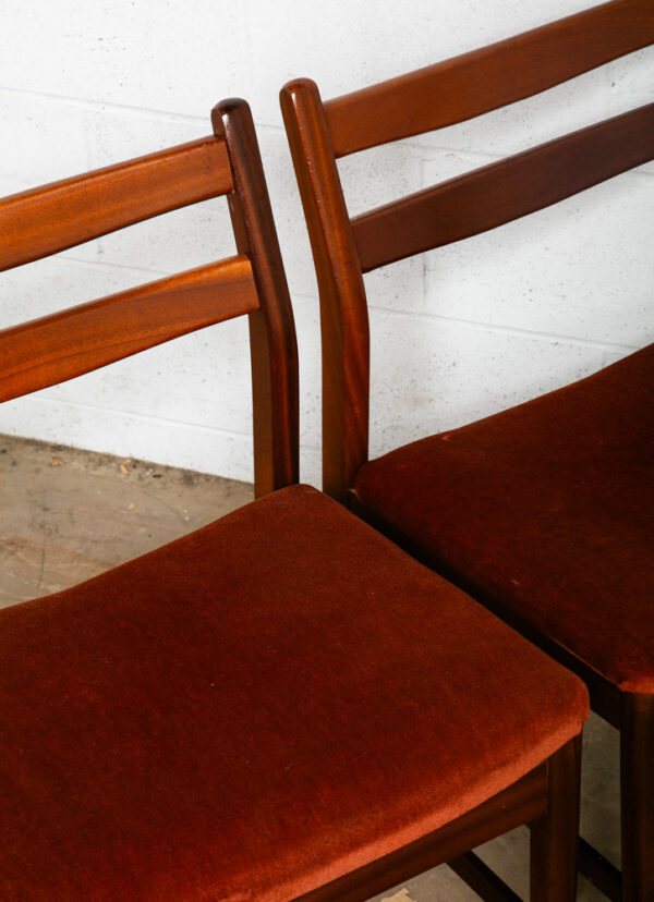 Mid Century Danish Modern Dining Chairs Set 4 Solid Teak Orange Dark Denmark Mcm - Image 11