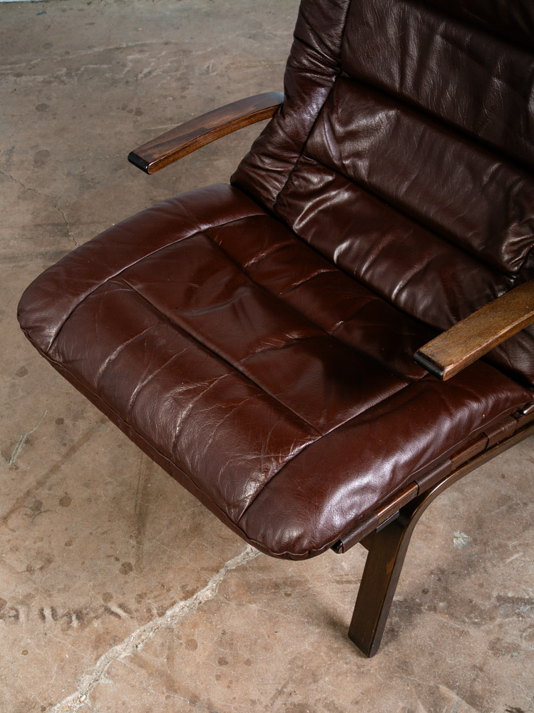 Mid Century Danish Modern Lounge Chairs Brown Leather Ingmar Relling Arms Mcm - Image 7