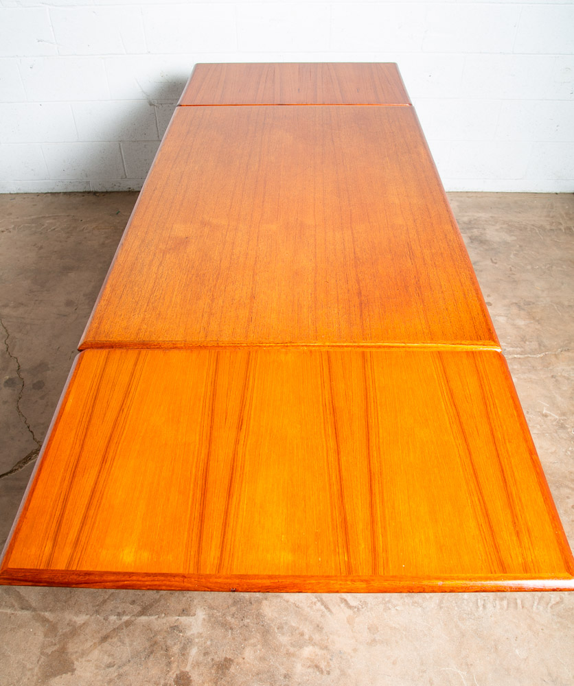 Mid Century Danish Modern Dining Table Teak Extension 2 Draw Leaf Denmark Mcm - Image 3