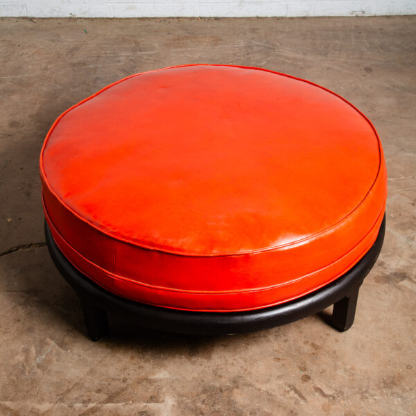 Mid Century Modern Ottoman Large Stool Round Red Black Circular Vintage Foot LG - Image 2