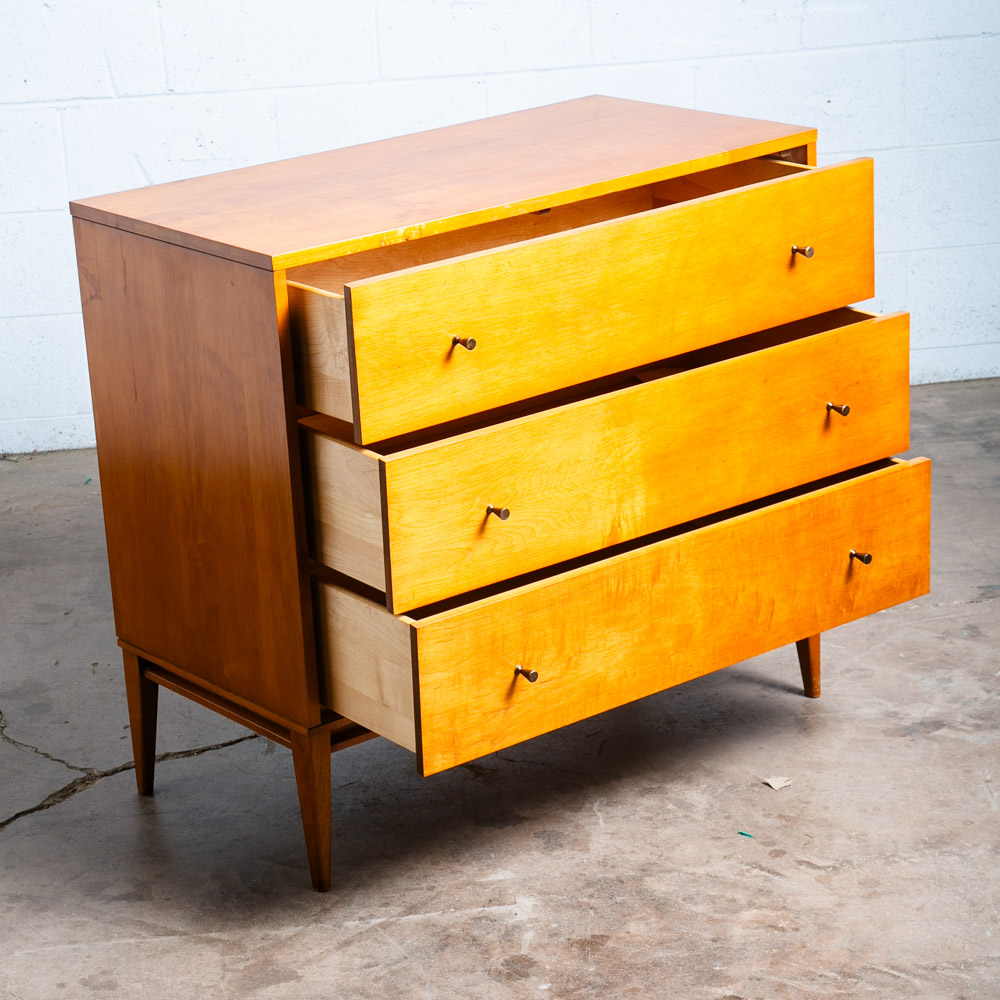 Mid Century Modern Dresser 3 Drawer Chest Paul Mccobb Planner Group Solid Maple - Image 3
