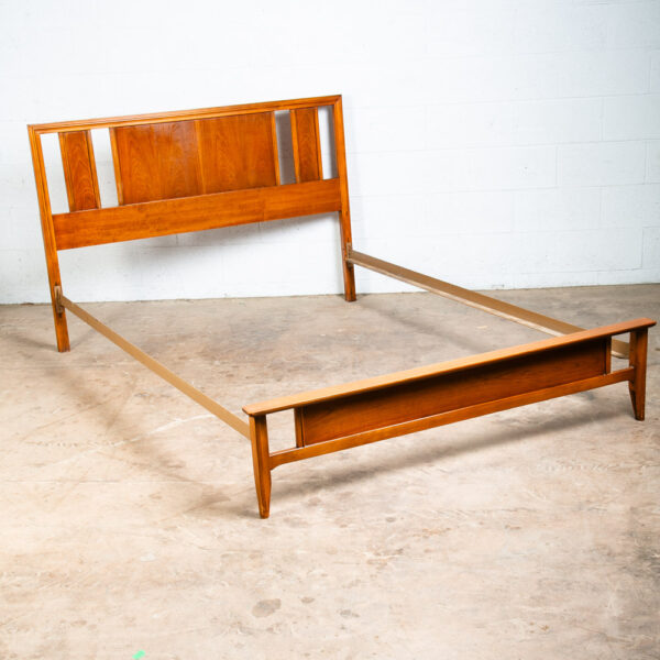 Mid Century Modern Bed Frame Headboard Footboard Full Size Danish Vintage Cherry - Image 2