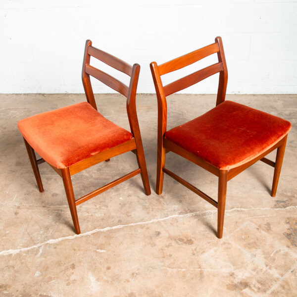 Mid Century Danish Modern Dining Chairs Set 4 Solid Teak Orange Dark Denmark Mcm - Image 9