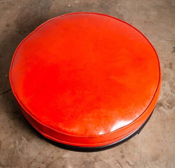 Mid Century Modern Ottoman Large Stool Round Red Black Circular Vintage Foot LG - Image 6