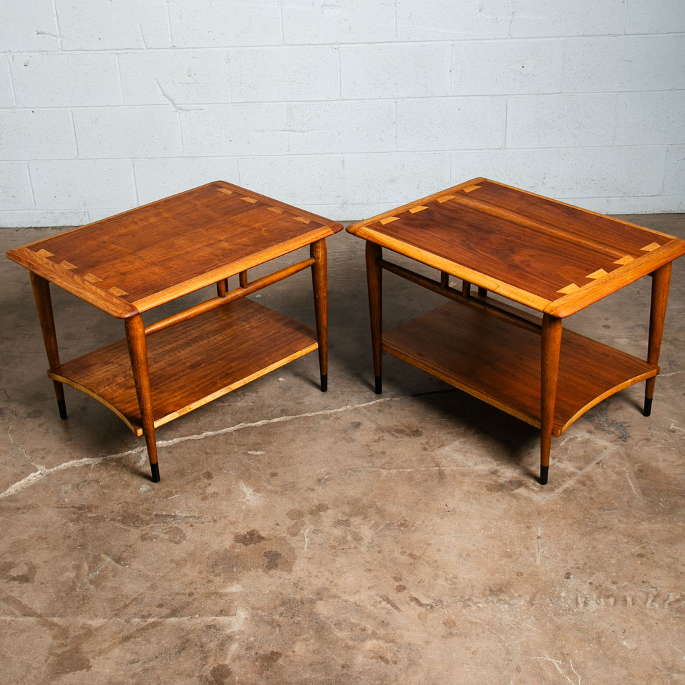 Mid Century Modern End Tables Side Nightstand Pair Lane Acclaim Rectangular NM