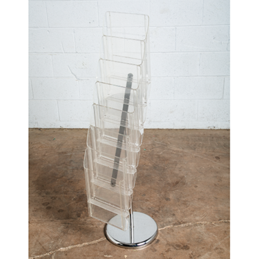 Mid Century Modern Magazine Rack Holder 1970s 1980s Acrylic Chrome Vintage Mcm