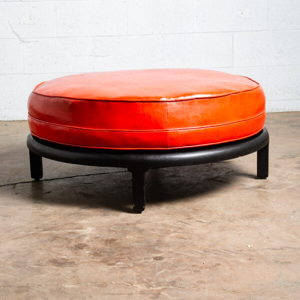 Mid Century Modern Ottoman Large Stool Round Red Black Circular Vintage Foot LG