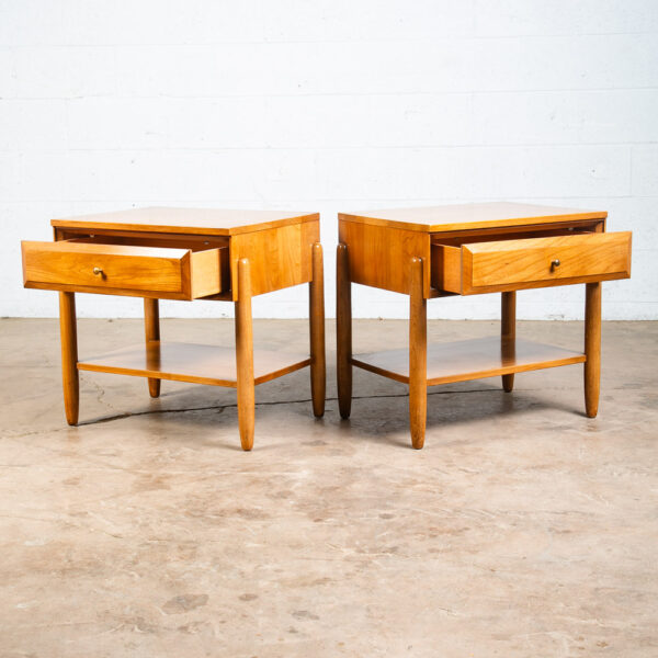 Mid Century Modern Nightstands End Side Tables LA period Furniture Blonde Drawer - Image 3