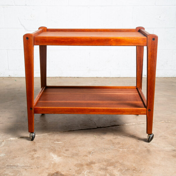 Mid Century Danish Modern Serving Cart Trolley Teak Wood Rolling Bar Vintage Mcm - Image 4