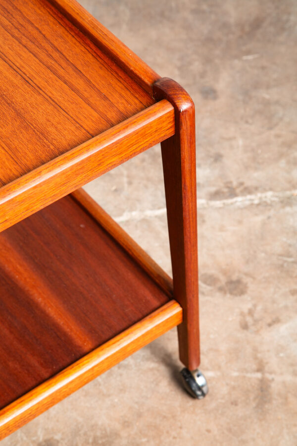 Mid Century Danish Modern Serving Cart Trolley Teak Wood Rolling Bar Vintage Mcm - Image 9