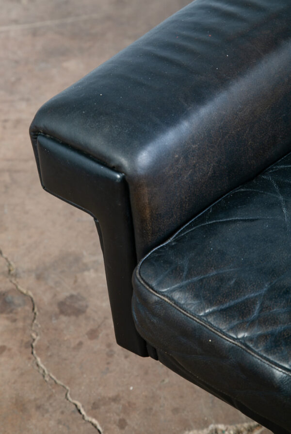 Mid Century Danish Modern Lounge Chair Georg Thams Black Leather Denmark Swivel - Image 7
