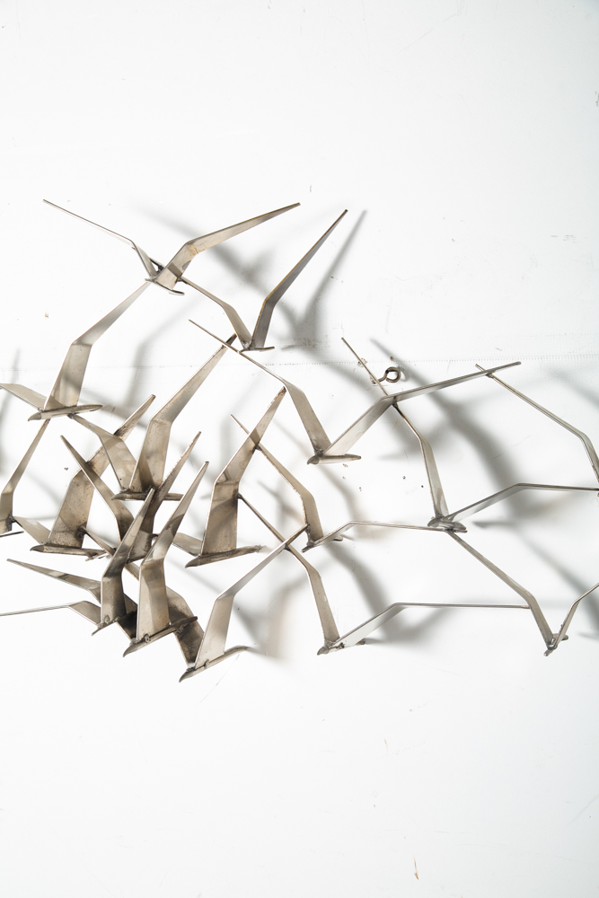 Mid Century Modern Sculpture Birds in Flight Art Wall C. Jere Metal Silver Heavy - Image 11
