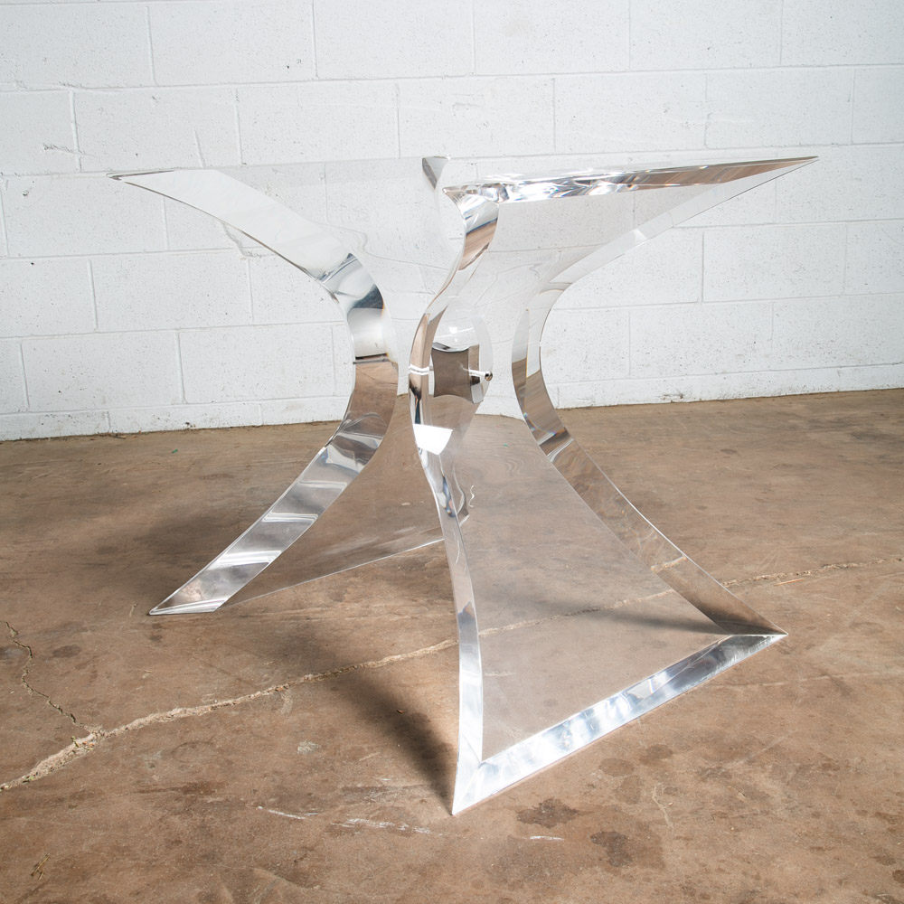 Mid Century Modern Dining Table Oval Lucite Lion In Frost Chrome Vintage Signed - Image 7