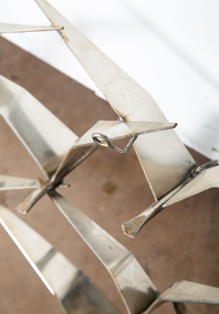 Mid Century Modern Sculpture Birds in Flight Art Wall C. Jere Metal Silver Heavy - Image 9