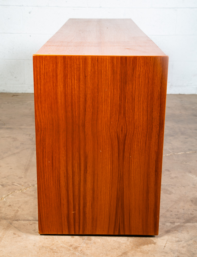 Mid Century Danish Modern Credenza Sliding Door Teak Media Sideboard Audio Low - Image 3