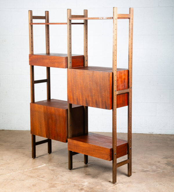 Mid Century Danish Modern Room Divider Wall Unit Teak Wood 2 Bay Free Standing - Image 4