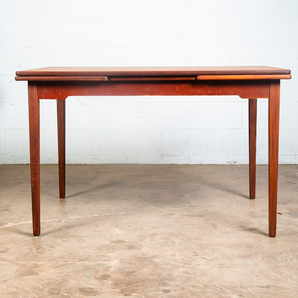 Mid Century Danish Modern Dining Table Solid Teak Extension 2 Draw Leaf Denmark - Image 6