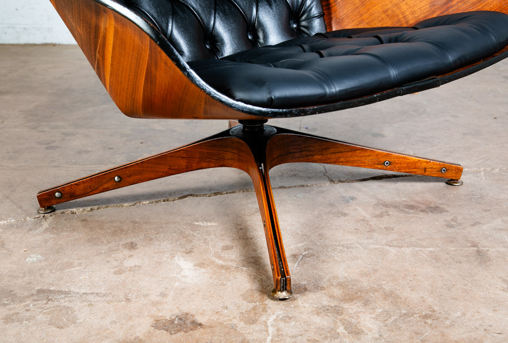 Mid Century Modern Lounge Chair Plycraft Mr Tufted Black Swivel George Mulhauser - Image 8