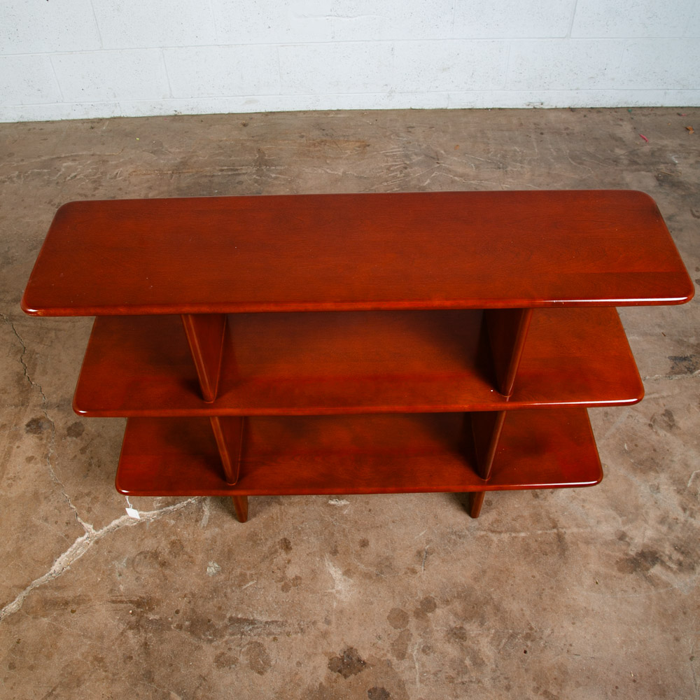 Mid Century Modern Display 3 Tier Shelving Mahogany Wood Shelf Vintage Danish - Image 3