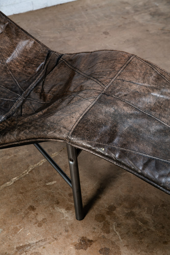 Mid Century Danish Modern Lounge Chair Chaise Gray Black Leather Tord Bjorklund - Image 12