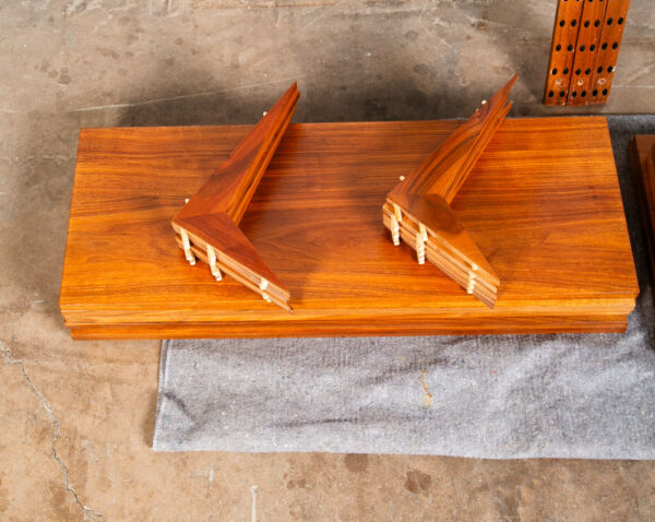 Mid Century Danish Modern Wall Unit 3 Bay Walnut Wood Poul Cadovius Cado Shelves - Image 12