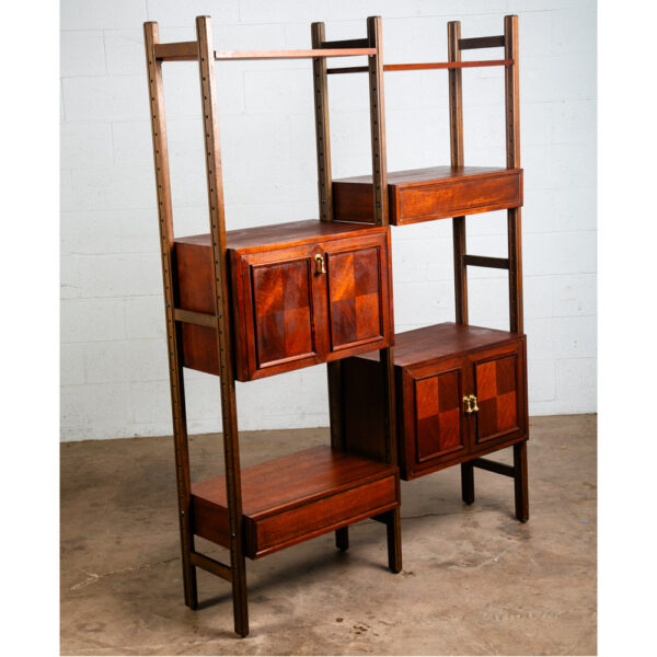 Mid Century Danish Modern Room Divider Wall Unit Teak Wood 2 Bay Free Standing