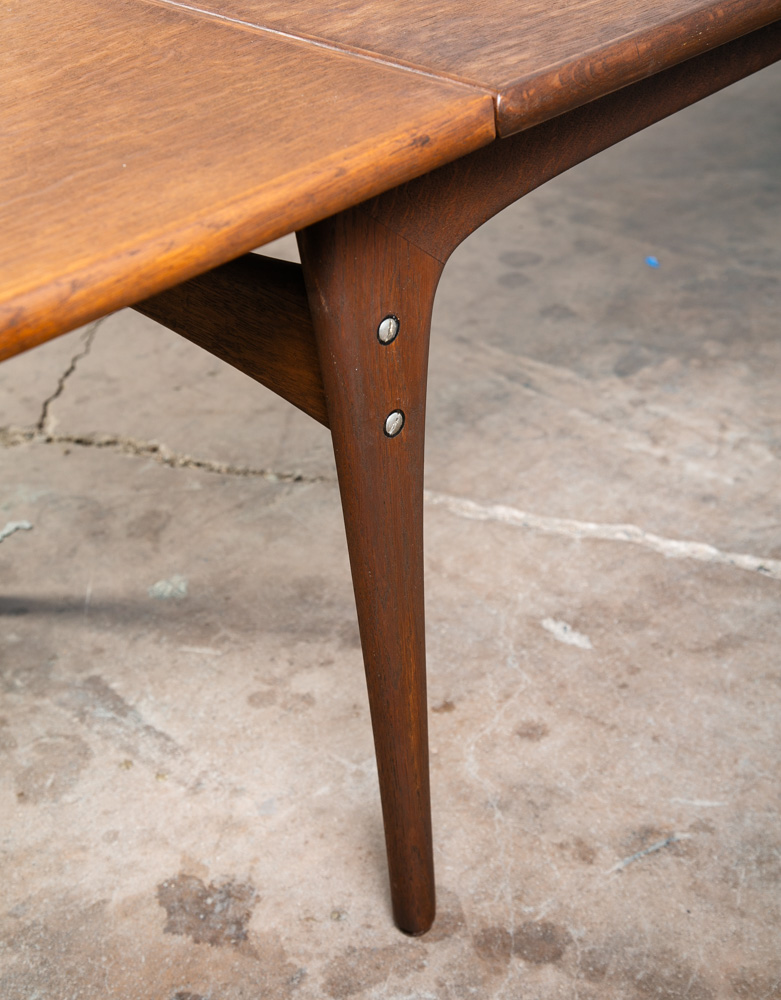Mid Century Danish Modern Coffee Table Surfboard Oak Drop Leaf Denmark Sliding L - Image 6