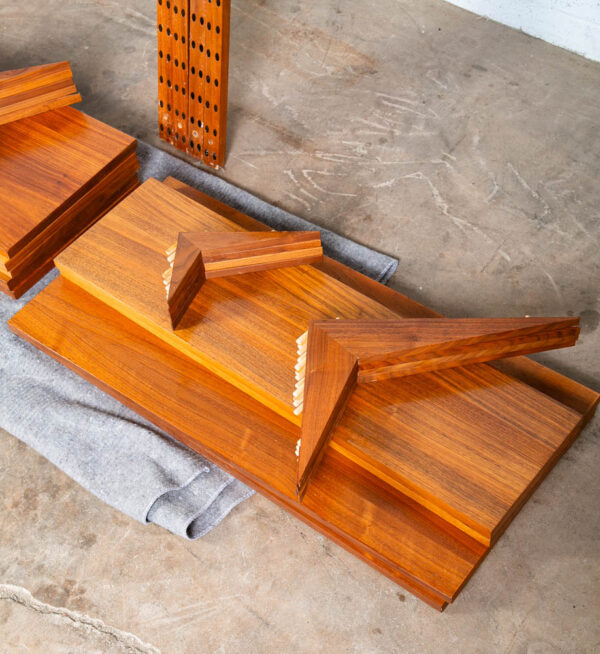 Mid Century Danish Modern Wall Unit 3 Bay Walnut Wood Poul Cadovius Cado Shelves - Image 4