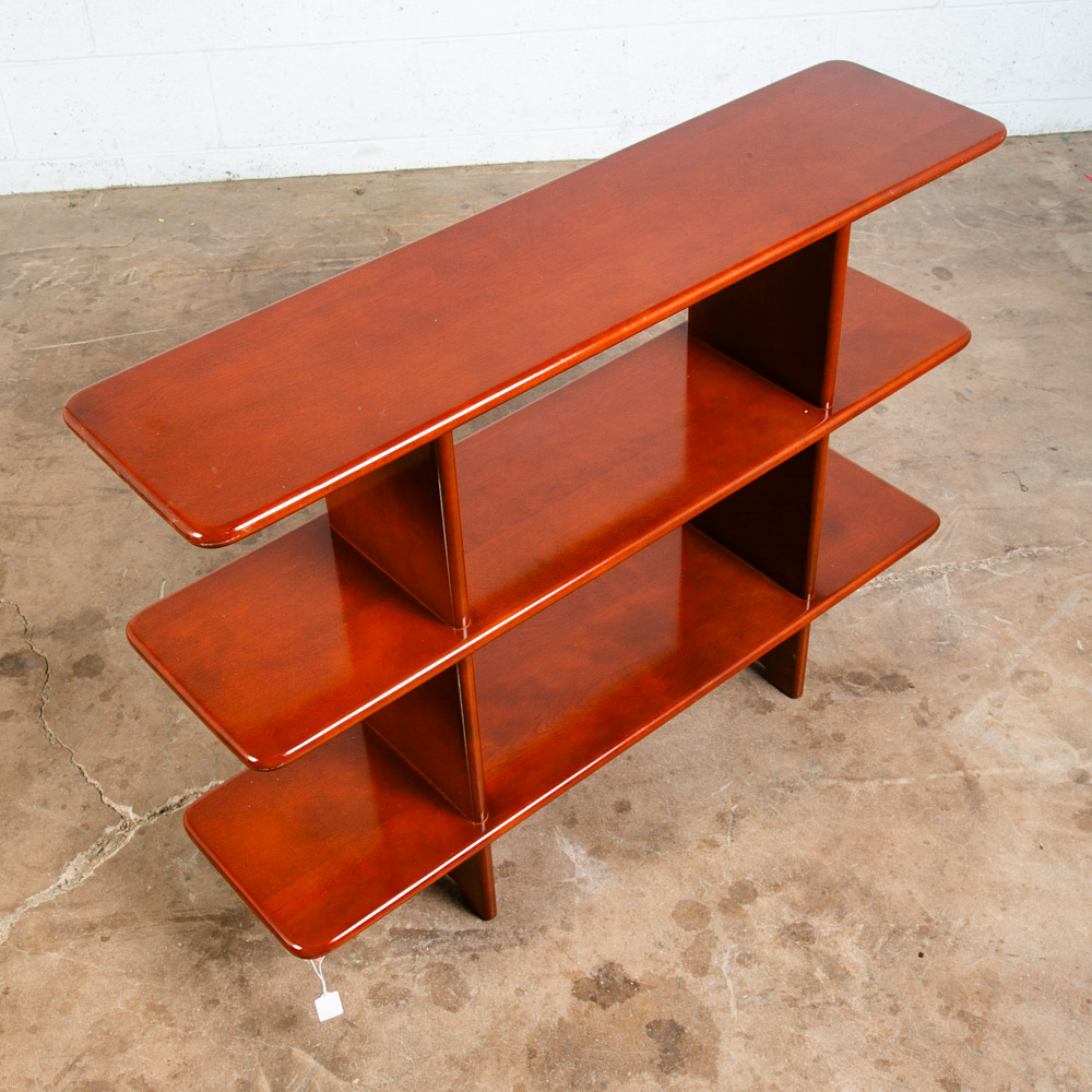 Mid Century Modern Display 3 Tier Shelving Mahogany Wood Shelf Vintage Danish - Image 2