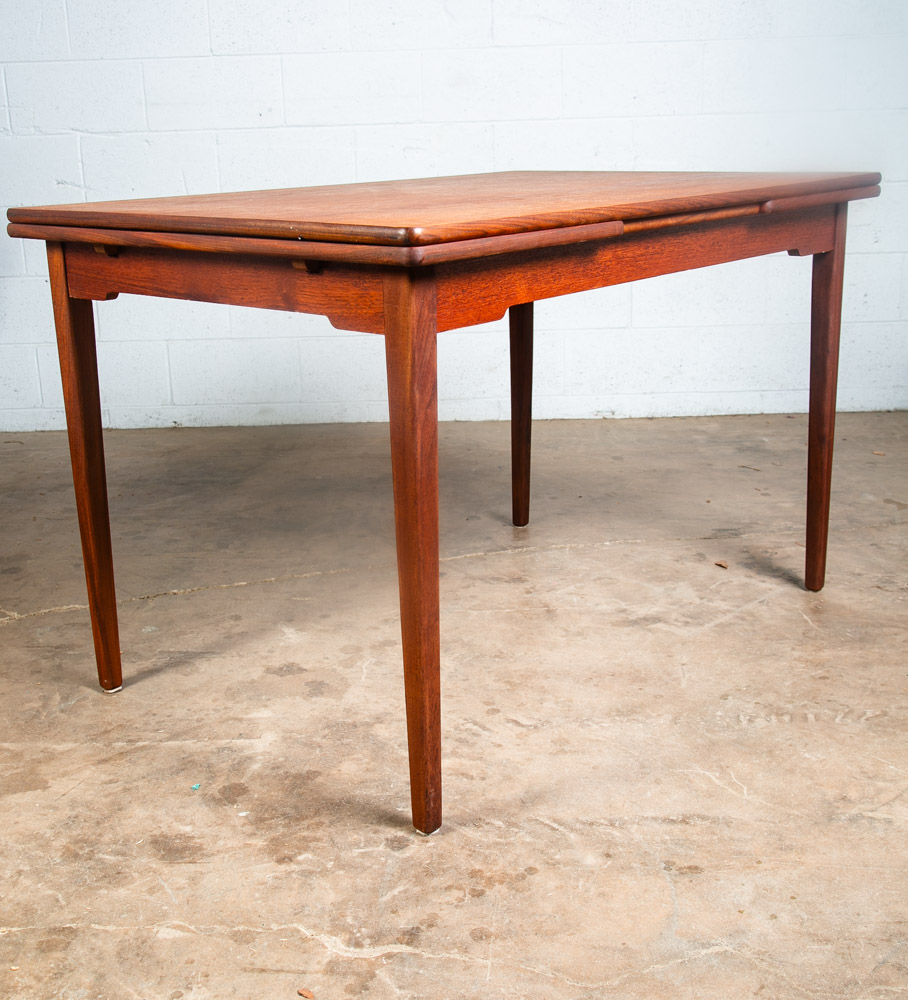 Mid Century Danish Modern Dining Table Solid Teak Extension 2 Draw Leaf Denmark - Image 7