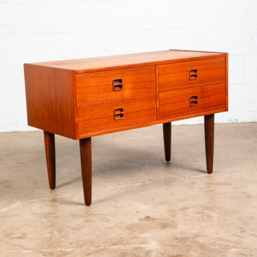 Mid Century Danish Modern End Table Side Entryway Solid Teak 4 Drawers Wood Mcm