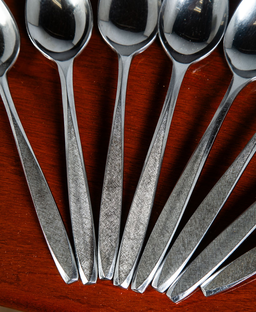 Mid Century Modern Cutlery Silverware Set Japan 32 Pc Vintage Signed Japanese - Image 8