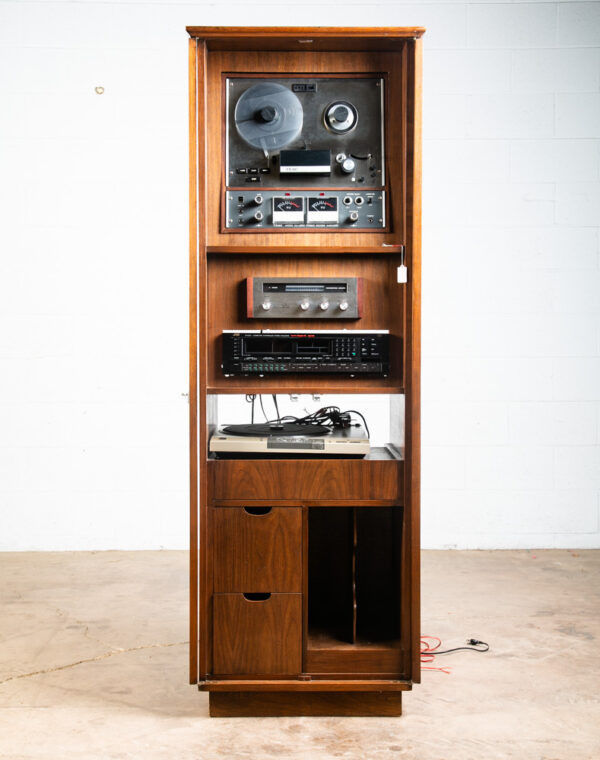 Mid Century Modern Stereo Console Cabinet Barzilay Walnut Compact Hifi Audio Mcm - Image 2