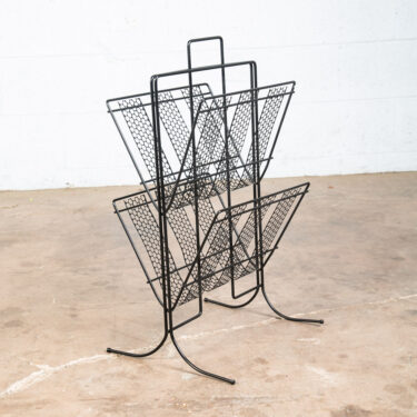 Mid Century Modern Magazine Rack 2 Tier Modernist Iron Mccobb Black Metal Mcm