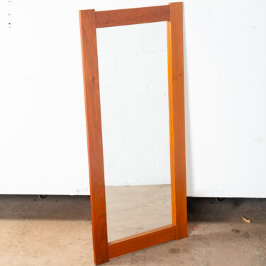 Mid Century Danish Modern Mirror Wall Hanging Bathroom Vanity Teak Rectangle Mcm