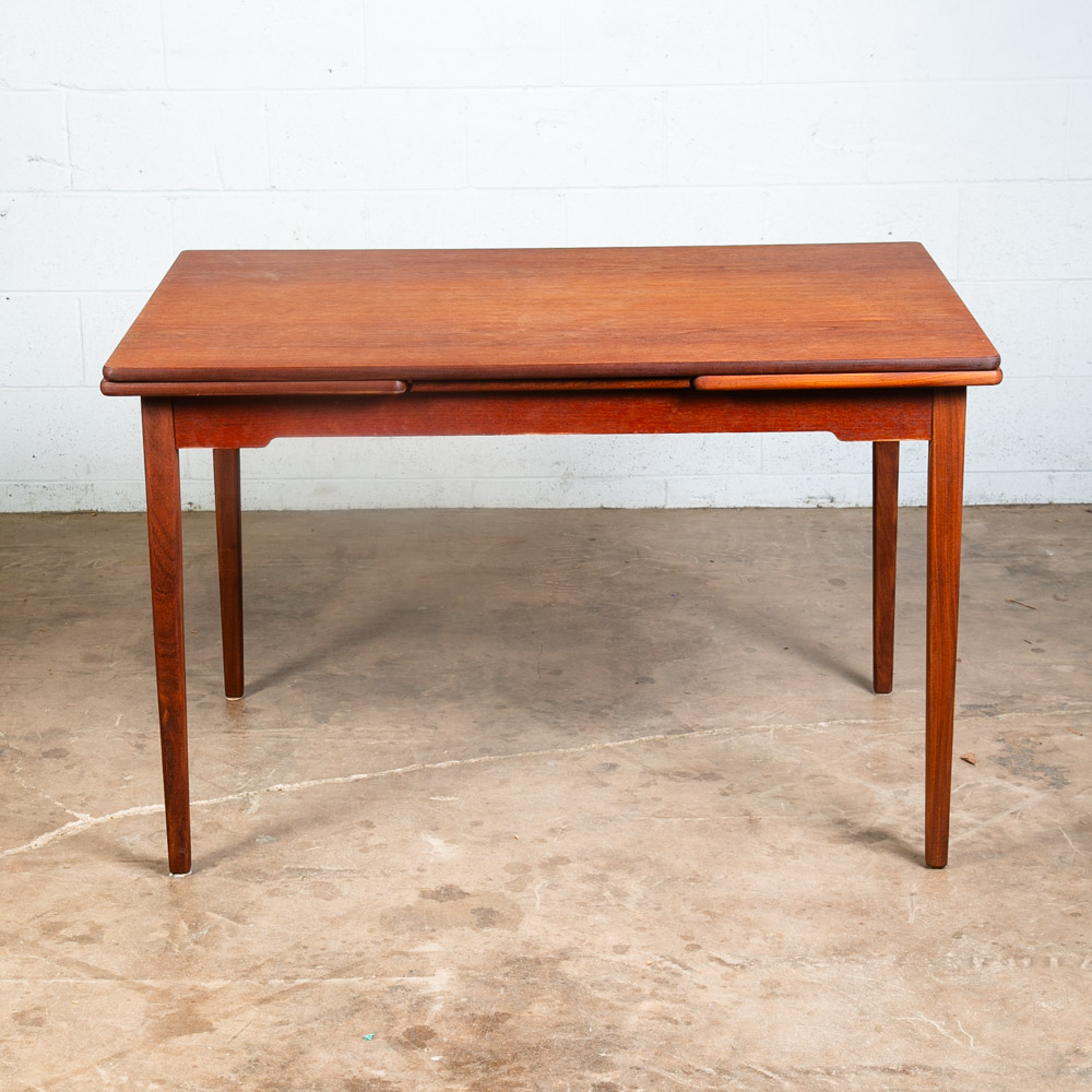 Mid Century Danish Modern Dining Table Solid Teak Extension 2 Draw Leaf Denmark - Image 5