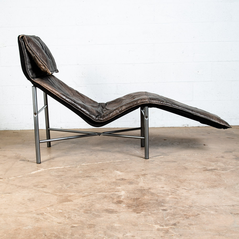 Mid Century Danish Modern Lounge Chair Chaise Gray Black Leather Tord Bjorklund - Image 2